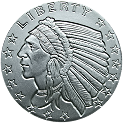 1 ozt. Silver Incused Indian Round